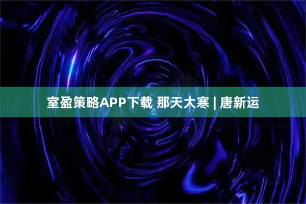 室盈策略APP下载 那天大寒 | 唐新运