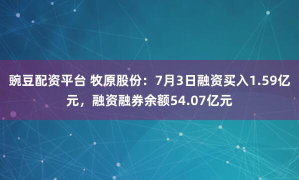 豌豆配资平台 牧原股份：7月3日融资买入1.59亿元，融资融券余额54.07亿元