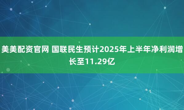 美美配资官网 国联民生预计2025年上半年净利润增长至11.29亿
